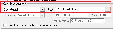 Il sistema CashGuard può essere configurato solo in modalità pannello di coda e necessità dei file *.