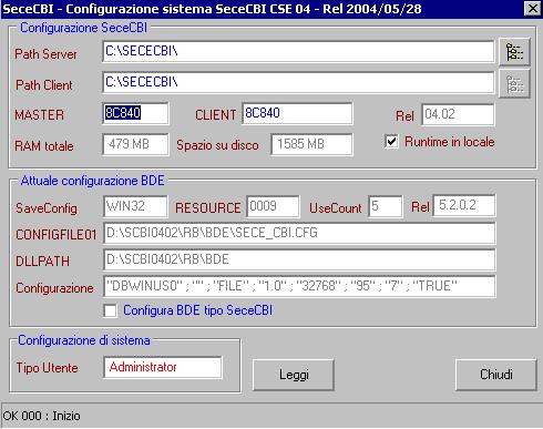 15/16 04 e tutte le applicazioni che fanno uso del BDE ad utilizzare il BDE installato nel SeceCBI.