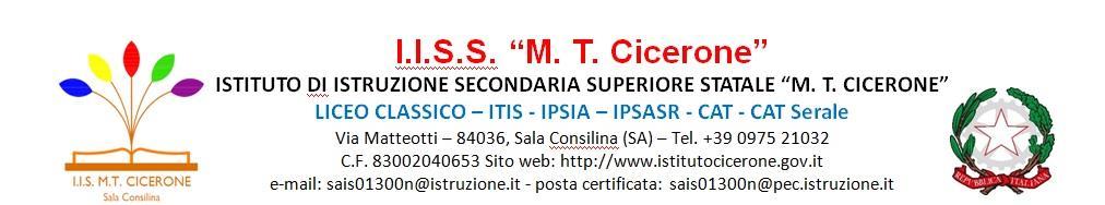 ISTITUTO DI ISTRUZIONE SUPERIORE "MARCO TULLIO CICERONE" - C.F. 83002040653 C.M. SAIS01300N - SEGR - SEGRETERIA Prot. 0002202/U del 03/04/2018 13:49:12IV.