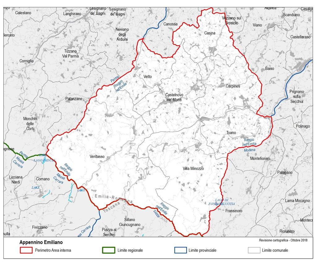 PARTE PRIMA Analisi e Descrizione Elaborati cartografici Figura 1 - Area di progetto Aspetti di carattere territoriale dell area di progetto 1 Zona altimetrica Collina interna Casina Montagna interna