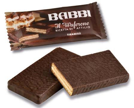 Da quest anno infatti oltre ad Arancia e Pistacchio il WAFERONE è disponibile con il nuovo ripieno al gusto Tiramisù ricoperto di cioccolato fondente.