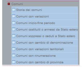 3.4 Le funzioni di ricerca SISTAT mette a disposizione dell utente 9 funzioni di ricerca per i comuni (Fig. 3) e 6 funzioni di ricerca dati per le province (Fig. 4).