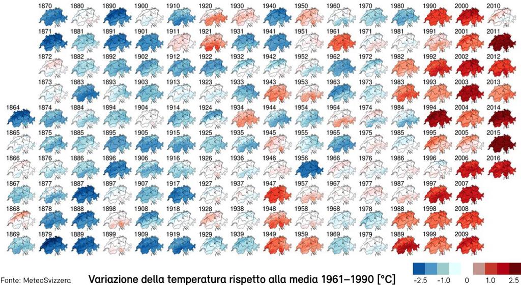 Riscaldamento in Svizzera Aumento della temperatura media