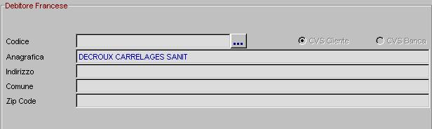Immagine 8 Nel pannello Debitore Francese (immagine 9) sono indicati i dati anagrafici del Debitore.