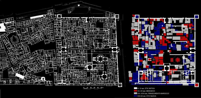 Palazzo di Diocleziano rilievo dei piani terra del centro storico della città di Spalato