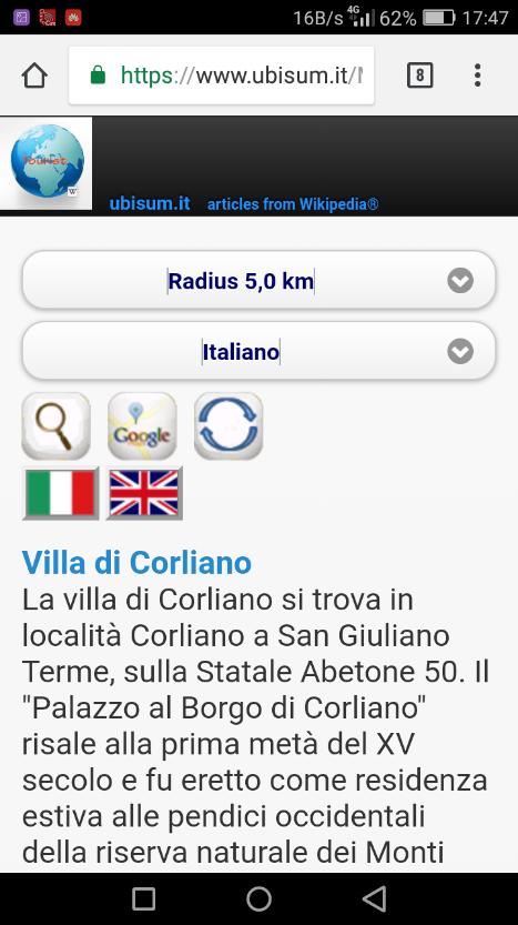 13 Digitando sopra il nome della località Villa