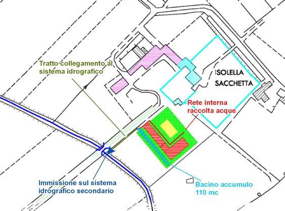 Indicazioni di fattibilità idraulica È proposta nel seguito una possibile soluzione, per l assolvimento della invarianza idraulica, modificabile in sede di progettazione definitiva ed esecutiva,