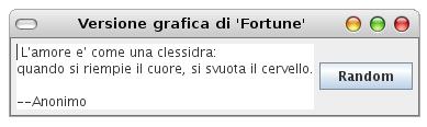 Versione GUI Nel caso di una GUI, la frase appare in una textarea e l'utente sceglie la frase successiva cliccando sul pulsante Random come in figura.