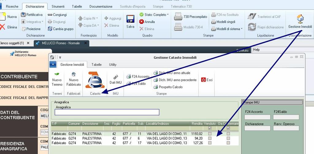 1.4 Import da Catasto su procedura NET Il recupero degli immobili in procedura 730 Net non cambia di