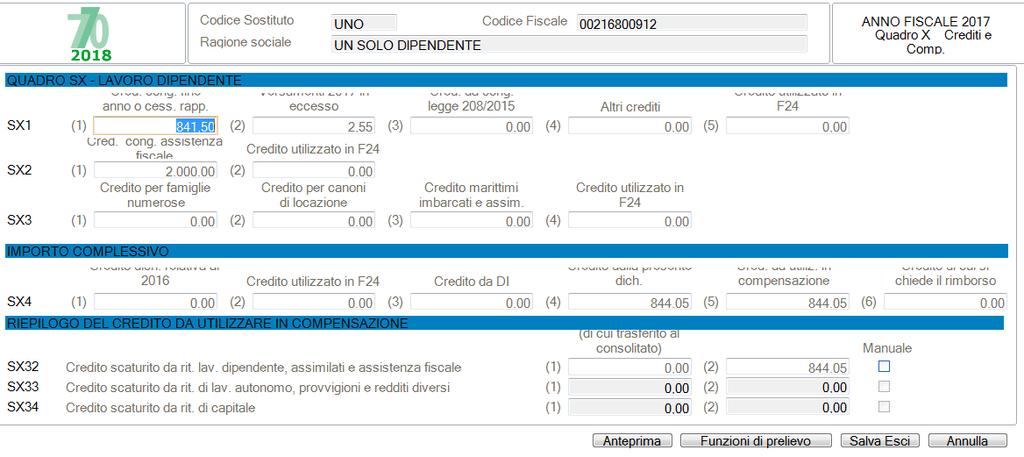 Le specifiche circa la compilazione del quadro SX