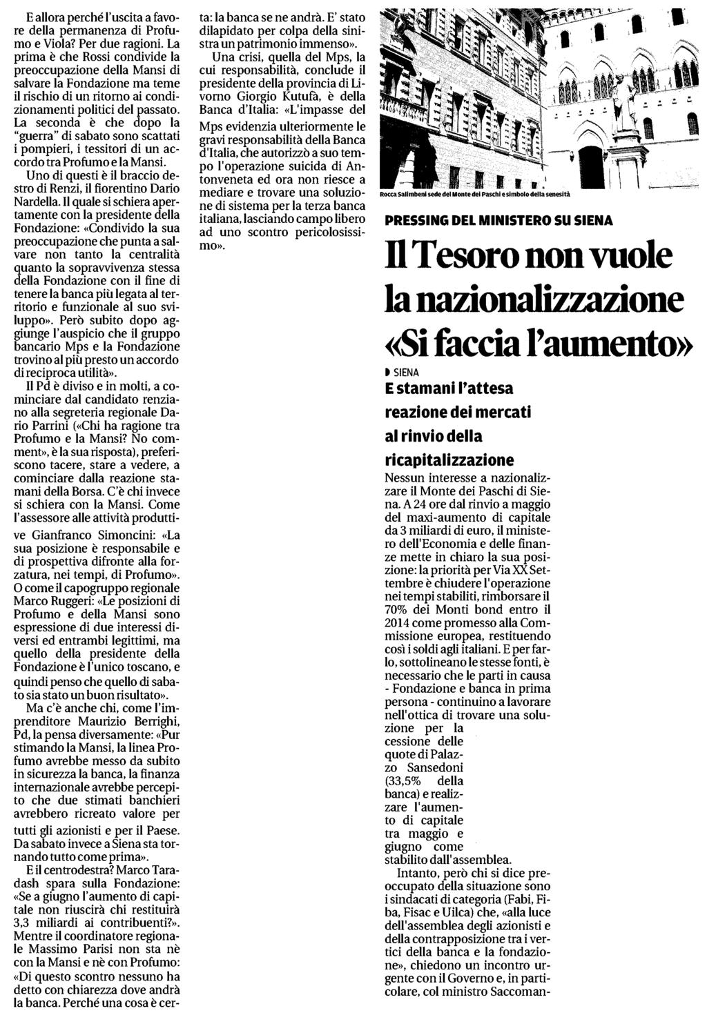 Estratto da pag. 1 Roberto Bernabò 61.148 E allora perché l'uscita a favore della permanenza di Profumo e Viola? Per due ragioni.