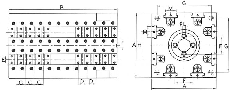 MOULR TOMSTONES GERRI MOULR SYSTEM imensioni - imensions (mm) rt. 42 ubo con morse FMS senza ganasce per il bloccaggio di 16 pezzi ube with FMS vises without jaws for 16 pcs clamping rt. Pag. 22 5.