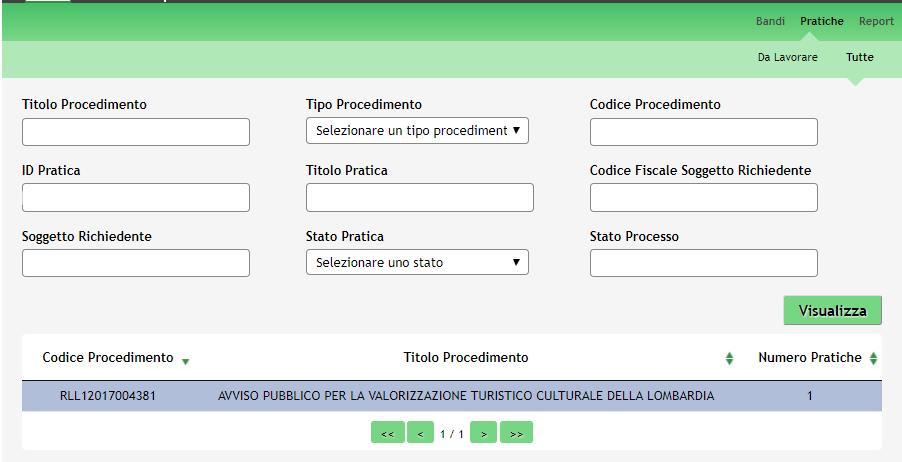 4. Area Pratiche In qualunque momento è possibile accedere alla propria pratica tramite il menu PRATICHE.