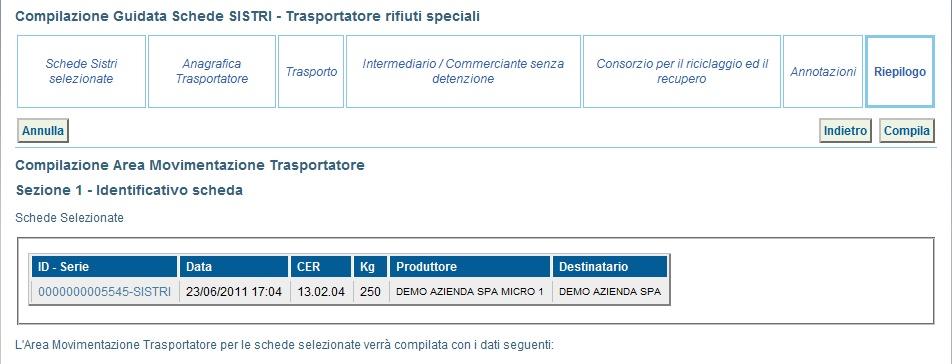 NOTA: Compilare le sezioni relative a Intermediario/Commerciante senza detenzione e Consorzio per il riciclaggio ed il recupero se necessario.