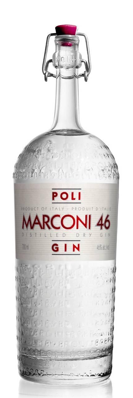 MARCONI 46 GIN Gin Bacche di ginepro, uva moscato, pino mugo, pino cembro, menta, cardamomo, coriandolo Artigianale con Crysopea, alambicco a bagnomaria sottovuoto 46% Alc. /Vol.