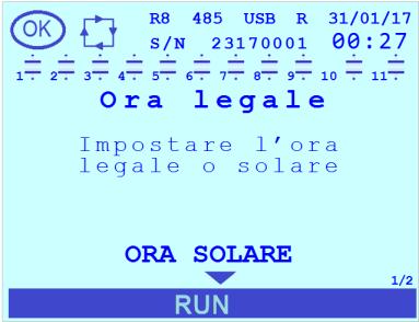 7.6.12 Ora Il valore di deafult (valore assunto nel momento in cui si ha una riaccensione dopo che la batteria tampone si è completamente scaricata) è 00:00:00.