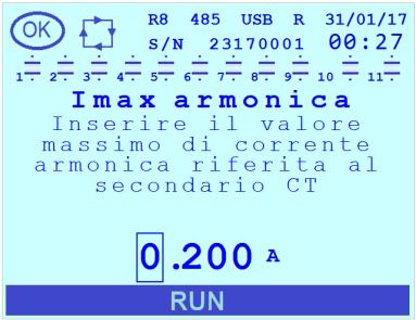 7.7.21 Soglia invalidazione THDI (I max armonica) Il parametro I max armonica definisce la soglia di corrente armonica (espressa in A) misurata al secondario del TA al di sotto della quale il valore
