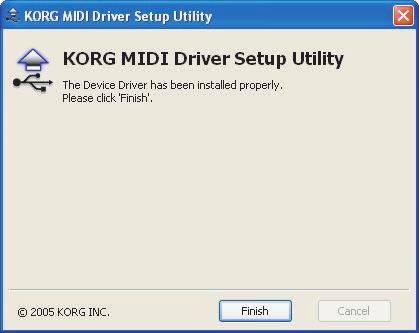 Aggiungete un visto solo al dispositivo(i) MIDI che volete rimuovere. Cliccate [Next>]. 11 L installazione del driver è completa. Cliccate [Finish] per uscire dall installer.