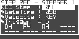 Le Modifiche Se usate il tasto [SELECT] di 16KEYS per selezionare TRIGGER, i tasti 16KEYS [1] [16] lampeggiano per indicare lo step che state immettendo correntemente.