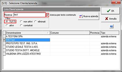 alla scheda Nuva Azienda campi bbligatri dve sarà pssibile inserire i dati nti > dare l OK.