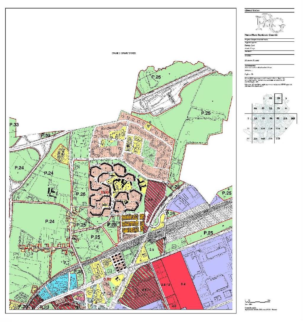 Estratto PRGC Destinazione urbanistica Il vigente PRGC destina l area a Servizi Pubblici, Aree a Parco, Parchi Urbani e Fluviali, sigla P24 ai sensi dell art. 21 delle NUEA.