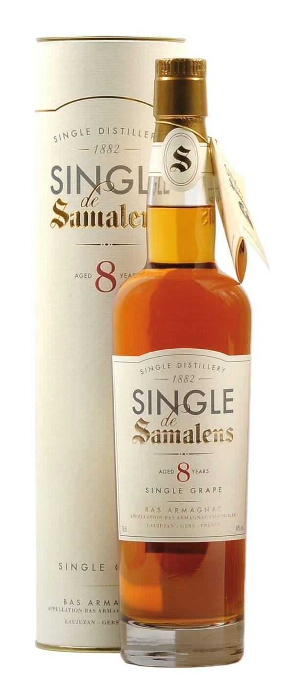 SINGLE 8 ANS Ugni Blanc 80% doppia distillazione (pot still), 20% distillazione continua Minimo 8 anni in botti di quercia della Guascogna Giallo paglierino molto brillante I sentori sono delicati,