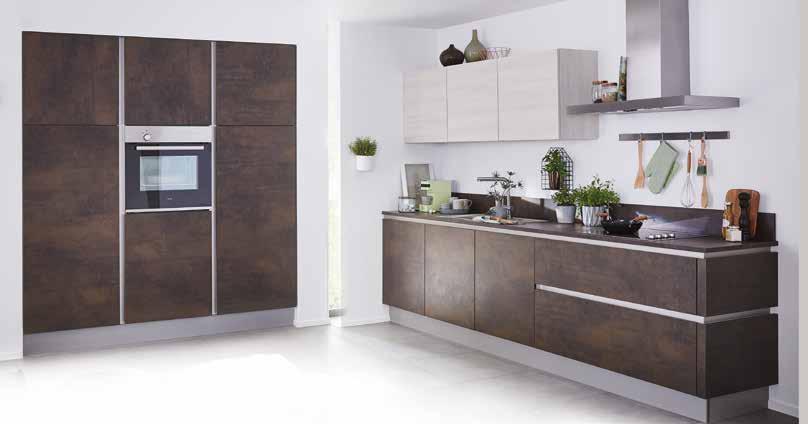 8, 00 Elettrodomestici VIVA inclusi forno da incasso piano cottura in vetroceramica frigo cappa CUCINA COMPLETA, come da foto, colore: bianco e legno scuro, 330x120 cm, incl.