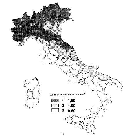 CALCOLO DELL'AZIONE DELLA NEVE Zona I - Alpina Aosta, Belluno, Bergamo, Biella, Bolzano, Brescia, Como, Cuneo, Lecco, Pordenone, Sondrio, Torino, Trento, Udine, Verbania, Vercelli, Vicenza.