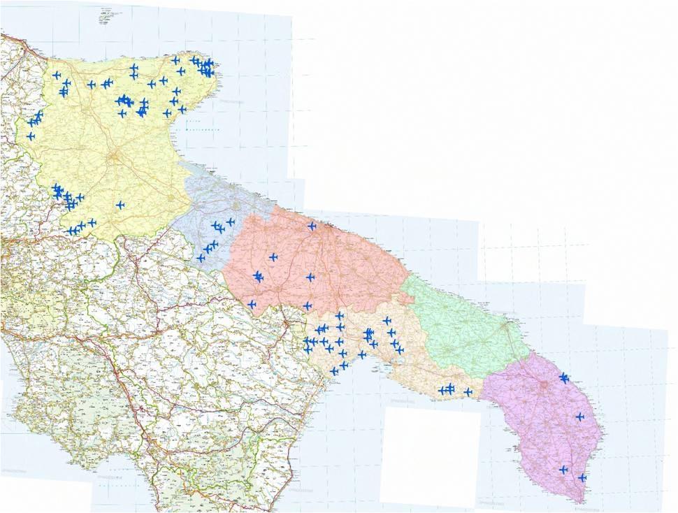 Distribuzione spaziale degli interventi aerei nel 2012: PROVINCIA N