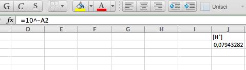 Excel i valori di ph ed in un altra colonna