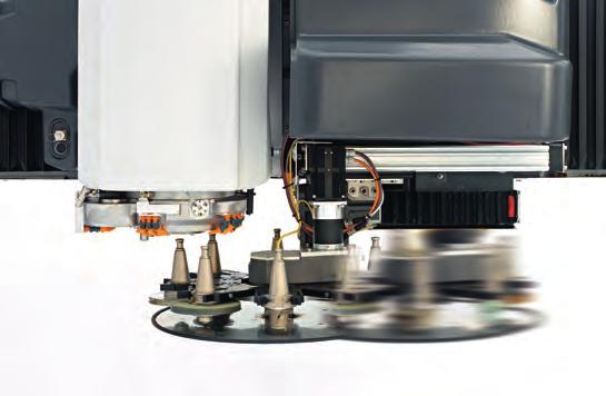 Revolver tool change on head s board (opt.) The revolver tool change on head s board at 8 position reduces the tool change time of the 50% without reducing the axis stroke of the machine.