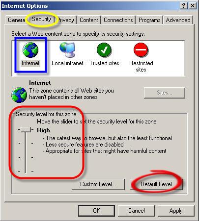 Impostazione di Internet Explorer 6.