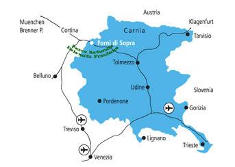 Dove siamo 1) DAL VENETO Cadore: Friuli. In macchina: Autostrada A 27 Venezia Belluno fino allo svincolo di Longarone (dista 50 km.