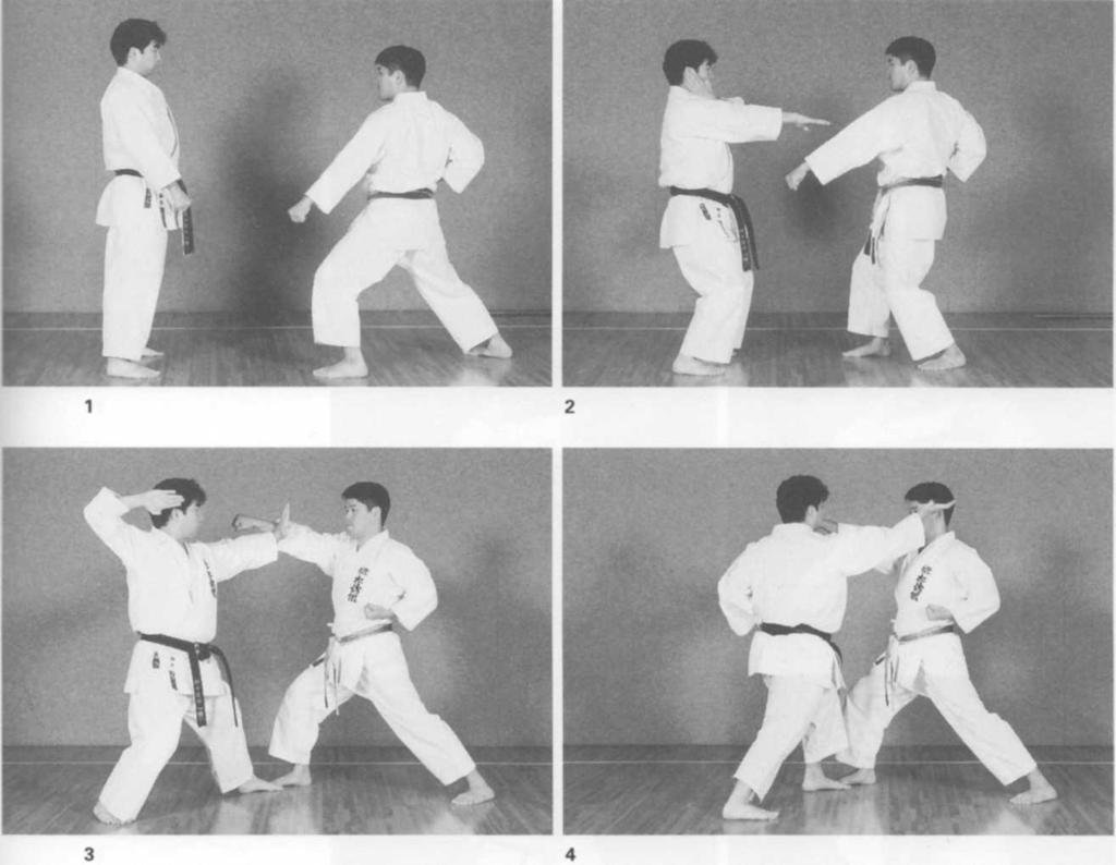 Jodan Oi-Zuki No. 2 1-3. Quando l attaccante (a destra) inizia l attacco partendo da gedan-barai sinistra (foto n.