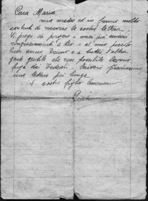 Traduzione di una lettera scritta da