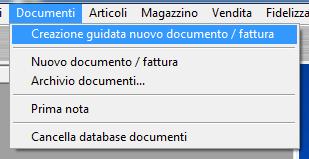 CREAZIONE GUIDATA FATTURA / DOCUMENTO (torna all'indice) Il software include una procedura guidata per la