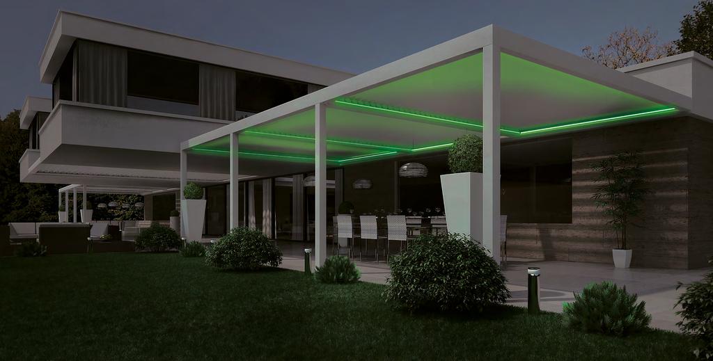 BIOSHADE // OUTDOOR LED SYSTEM OUTDOOR LED SYSTEM è una soluzione d illuminazione innovativa per creare spazi particolarmente piacevoli, flessibile ed integrato all interno di tutte le gronde