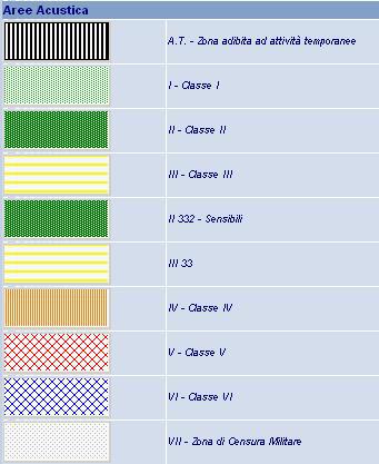 CLASSIFICAZIONE ACUSTICA DEL TERRITORIO COMUNALE LEGENDA DELLA CARTOGRAFIA ACUSTICA DESCRIZIONE DELLE AREE CLASSE I CLASSE II CLASSE III CLASSE IV CLASSE V CLASSE VI Aree particolarmente protette: