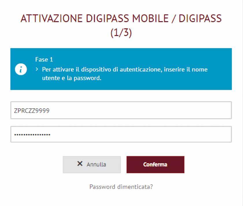 Passaggio 1 I vostri dati di accesso del vecchio e-banking (nome utente e password) rimangono invariati.