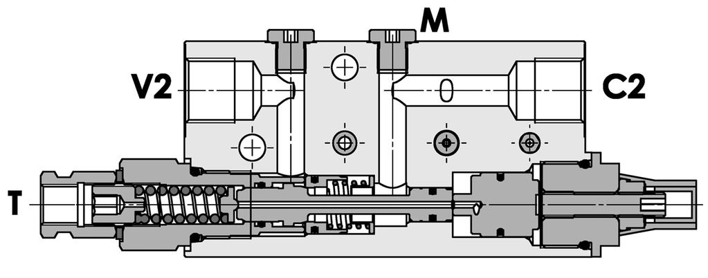 FPEXC-90-S-1/2 -L-SX-05-50 R 023/1 Valvola di blocco e controllo portata per bracci, montaggio in linea, versione sinistra Flow check and metering valve for booms, line mounted, left version Rev.