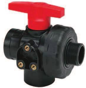 Valvola a sfera a tre vie - USS TU 3-ways ball valve - TUUS W - To prevent overpressure when, selecting - iberglass reinforced polypropylene body for sealing. chemicals. Viton on demand.