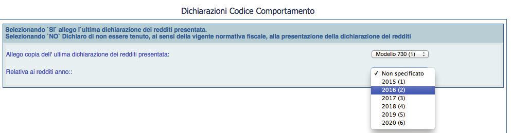 Dal secondo menu a tendina, selezionare l anno 2016.