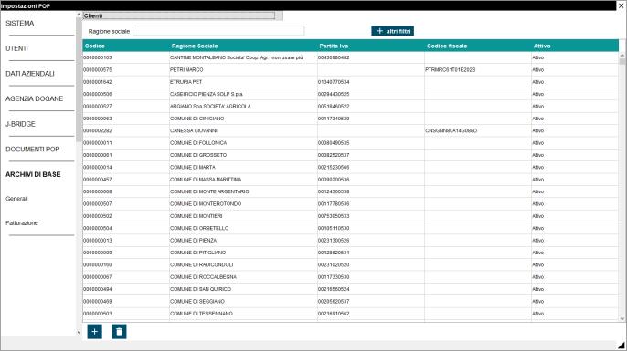 Cliccare sul pulsante per aprire la finestra di inserimento di un nuovo cliente Il codice cliente viene automaticamente creato; Selezionare se è un Azienda o un Privato; inserire tutti i campi