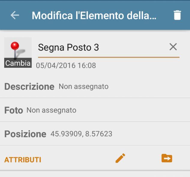 GPS. Cliccare sull etichetta per modificare il nome