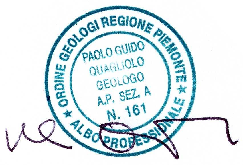 Dott. Paolo Quagliolo GEOLOGO Via P. Educ 38-10081 CASTELLAMONTE (TO) Tel. e Fax 0124/58 25 43 Cascina La Benedetta - 10088 VOLPIANO (TO) Tel. e Fax 011/99 52 421 e-mail: paolo.quagliolo@alice.