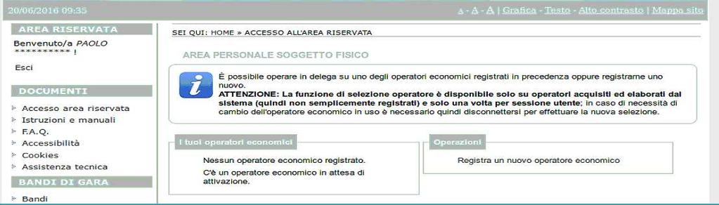 Si arriva quindi alla scheda riepilogativa. Concludere l inserimento cliccando sul pulsante Invia per effettuare la trasmissione della richiesta di registrazione dell operatore economico.