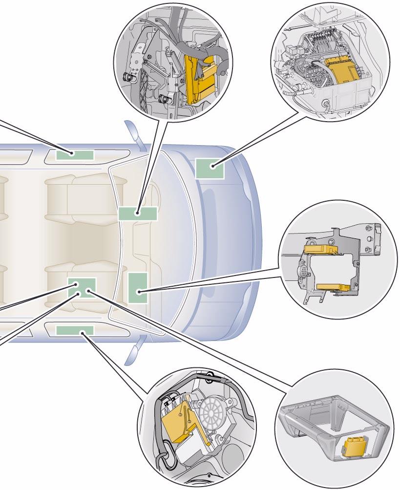 Centralina per rete di bordo J519 sotto il cruscotto sinistra Centralina motore J623 nella E-Box nel vano motore Centralina per cambio automatico J217 nella E-Box nel vano motore Centralina per guida