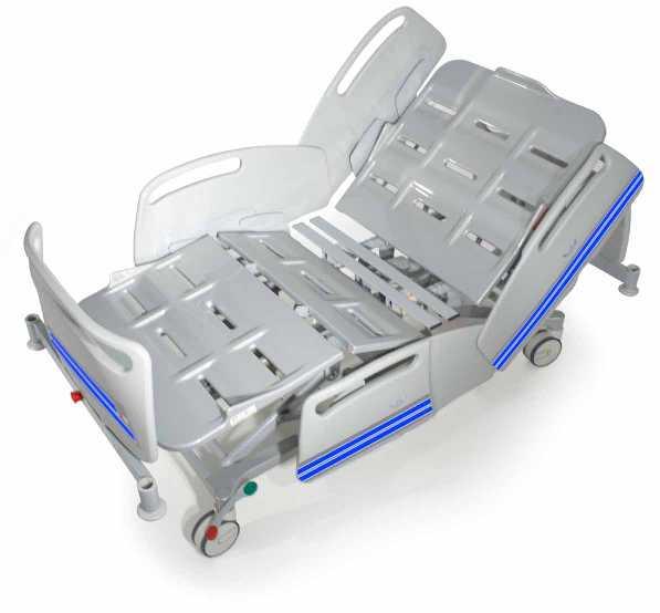 The backrest translation reduces the risk of slipping towards the bottom of the bed and facilitates breathing decompressing the chest area.