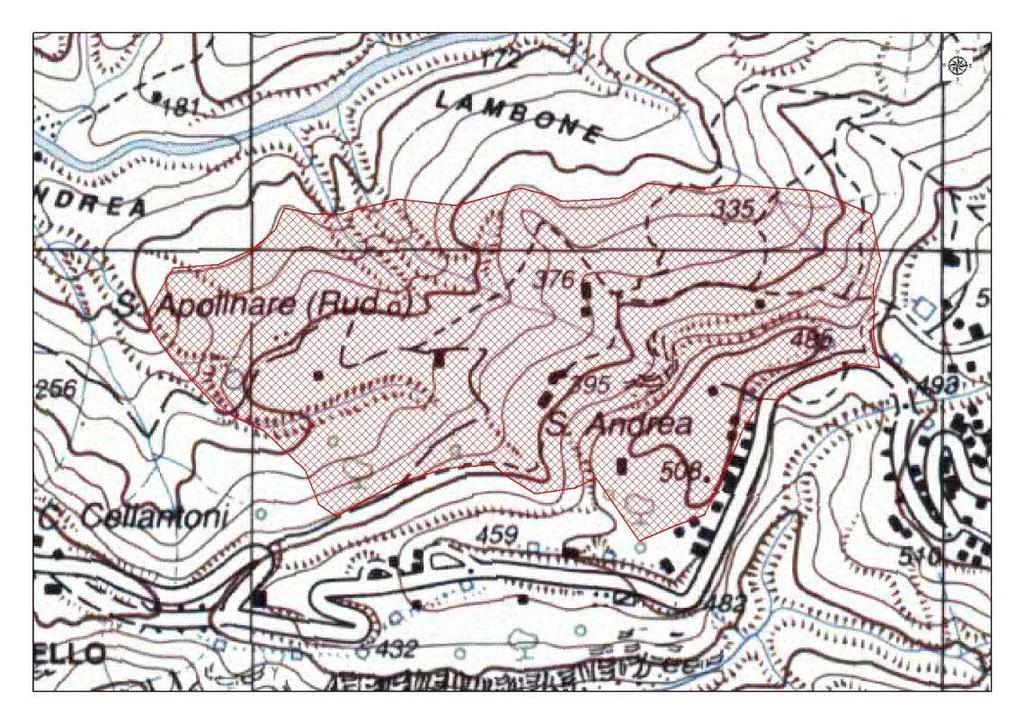Fig. 2 Inquadramento topografico del sito. Supporto Cartografico IGM 1.25000 1.