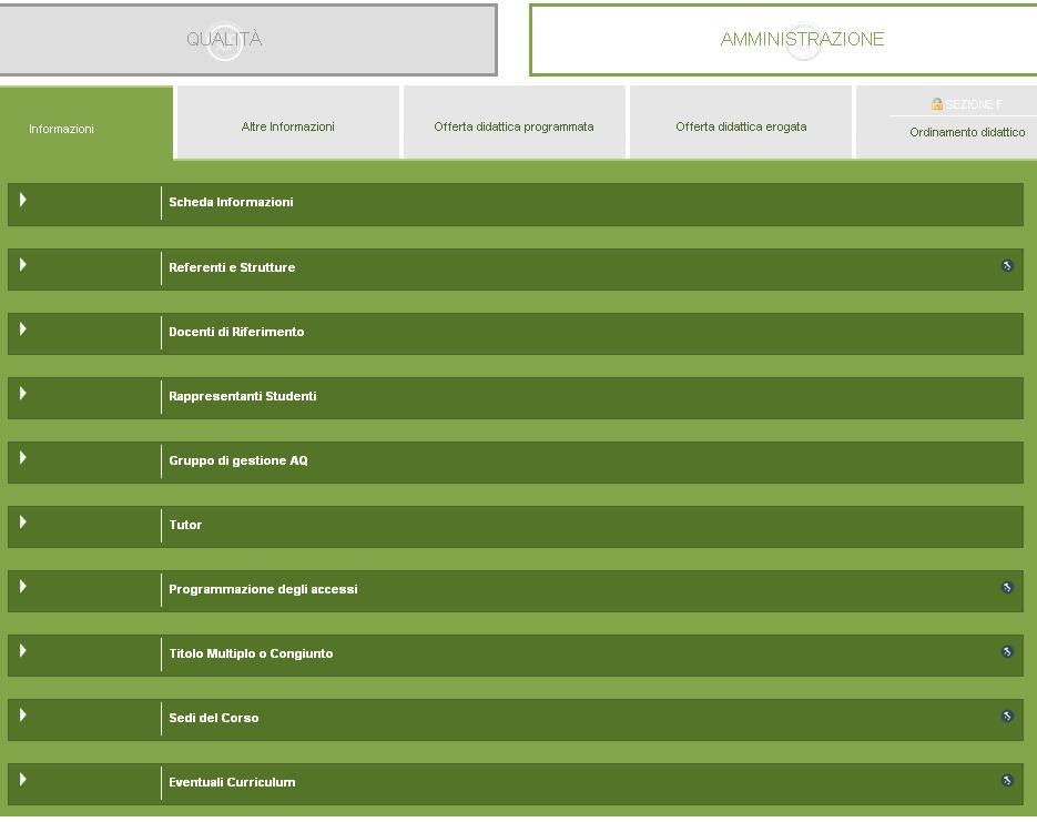 SEZIONE AMMINISTRAZIONE La sezione Amministrazione presenta la seguente schermata: Informazioni Scheda informazione: Il campo è automaticamente acquisito dal RAD.